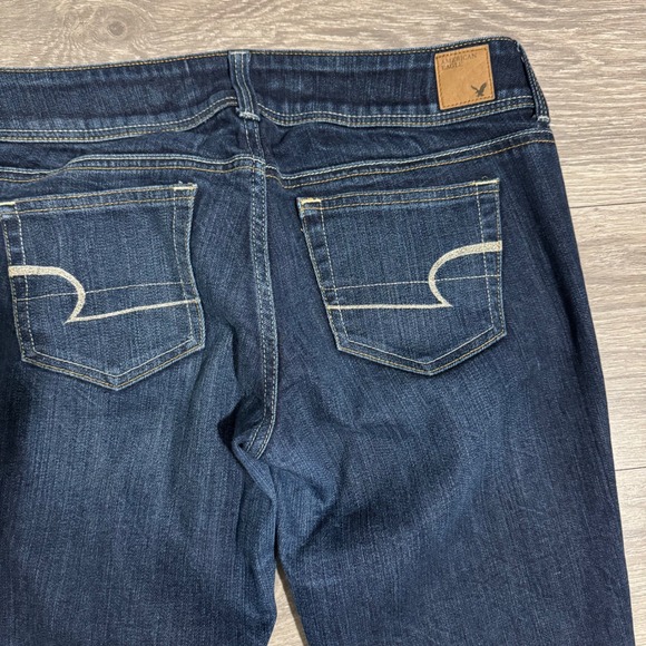 American Eagle Outfitters Women Stretch Slim Boot Jeans Dark Wash Sz 6 Low Rise - Picture 7 of 12